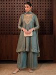 TRENDING FENDY SILK EMBROIDERY WORK TOP BOTTOM WITH DUPATTA GREEN