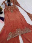 TRENDING FRENDY SILK BIDS HAND WORK WITH SEQUENCE MULTI NEEDLE EMBROIDERY AND ZARI WORK TOP PALAZZO WITH DUPATTA CASUAL WEAR WHOLESALE PRICE ETHNIC GARMENT (6)