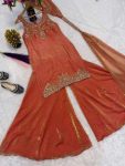 TRENDING FRENDY SILK BIDS HAND WORK WITH SEQUENCE MULTI NEEDLE EMBROIDERY AND ZARI WORK TOP PALAZZO WITH DUPATTA CASUAL WEAR WHOLESALE PRICE ETHNIC GARMENT (6)