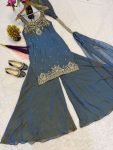 TRENDING FRENDY SILK BIDS HAND WORK WITH SEQUENCE MULTI NEEDLE EMBROIDERY AND ZARI WORK TOP PALAZZO WITH DUPATTA CASUAL WEAR WHOLESALE PRICE ETHNIC GARMENT (9)