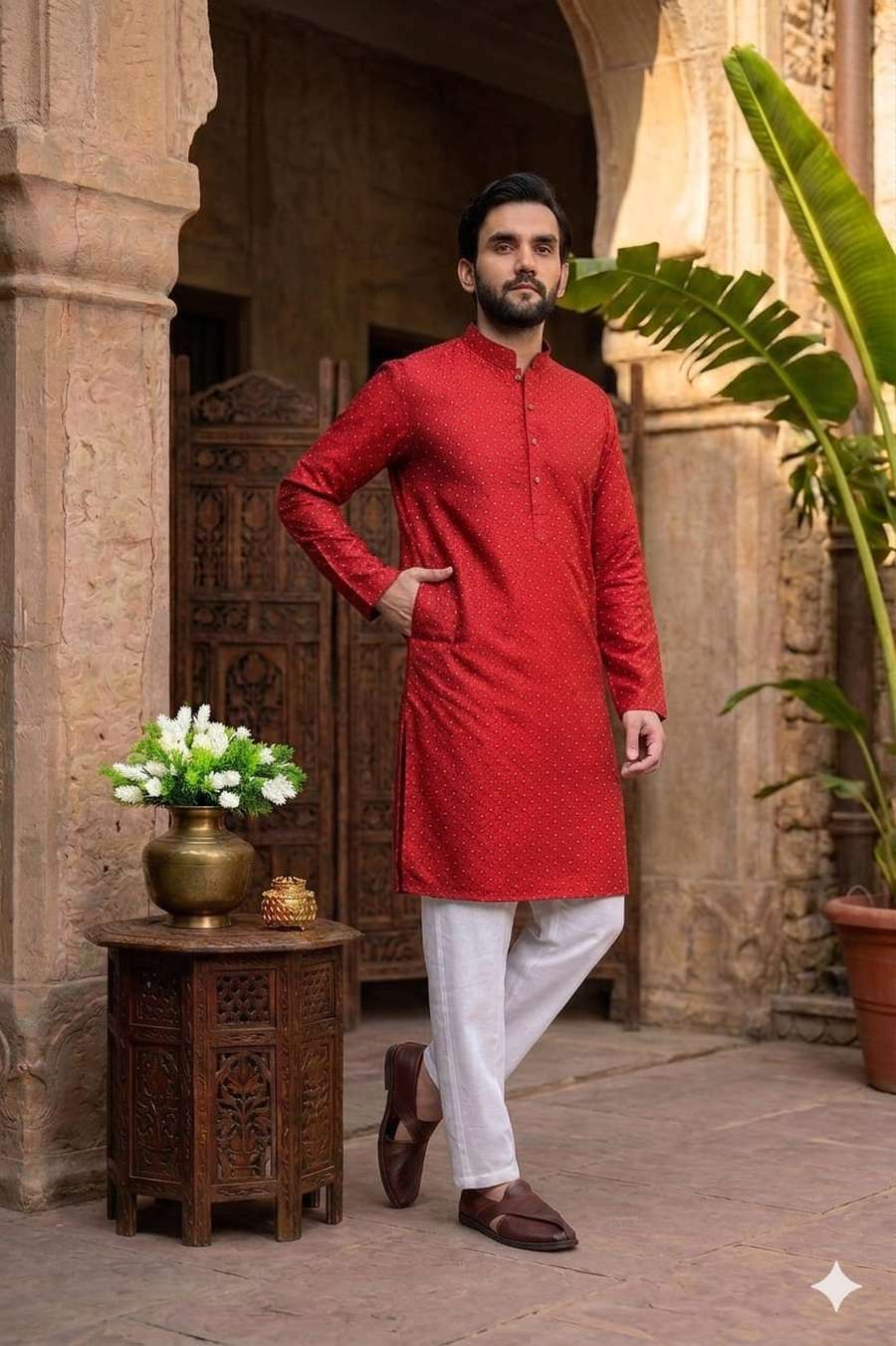 TRENDING JACQUARD PRINTED WORK KURTA WITH PAYJAMA CASUAL WEAR WHOLESALE PRICE ETHNIC GARMENT (3)
