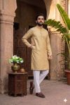 TRENDING JACQUARD PRINTED WORK KURTA WITH PAYJAMA LIGHT YELLOW
