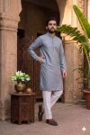 TRENDING JACQUARD PRINTED WORK KURTA WITH PAYJAMA GREY