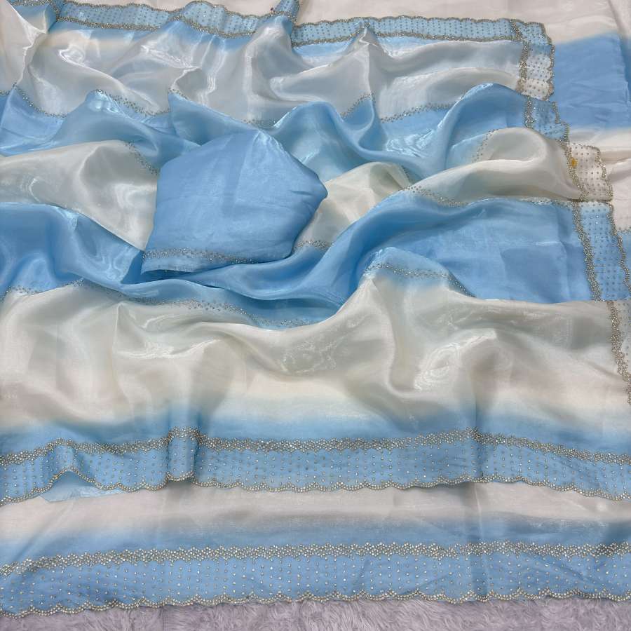TRENDING JIMMY CHOO SILK DIGITEL PRINT SEDED & JARKAN WORK SAREE WITH UNSTITCHED BLOUSE DAILY WEAR WHOLESALE PRICE ETHNIC GARMENT (2)