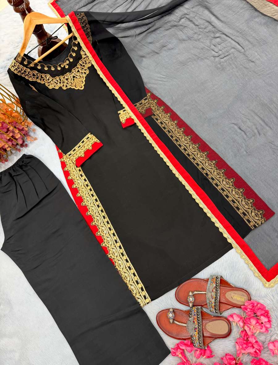 TRENDING PURE MUL CHANDHERI EMBROIDERY SEQUENCE WORK TOP BOTTOM WITH DUPATTA DAILY WEAR WHOLESALE PRICE ETHNIC GARMENT (15)