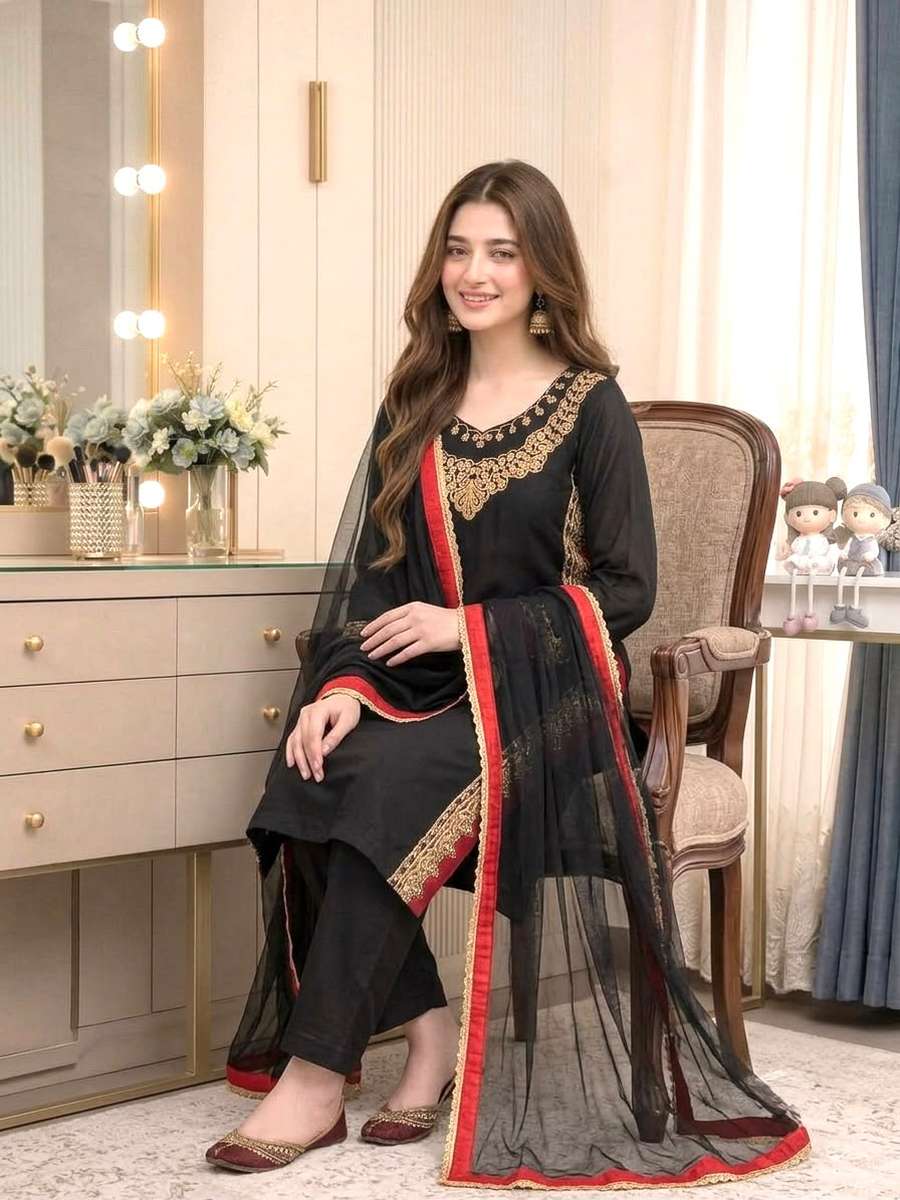 TRENDING PURE MUL CHANDHERI EMBROIDERY SEQUENCE WORK TOP BOTTOM WITH DUPATTA DAILY WEAR WHOLESALE PRICE ETHNIC GARMENT (6)