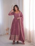 TRENDING RANGOLI CRUSH SILK EMBROIDERY AND SEQUENCE WORK GOWN BOTTOM WITH DUPATTA BABY PINK