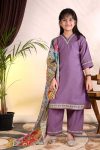 TRENDING ROMAN LACE PATTI BORDER TOP BOTTOM WITH DUPATTA PURPLE