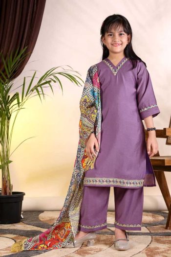 TRENDING ROMAN LACE PATTI BORDER TOP BOTTOM WITH DUPATTA PURPLE