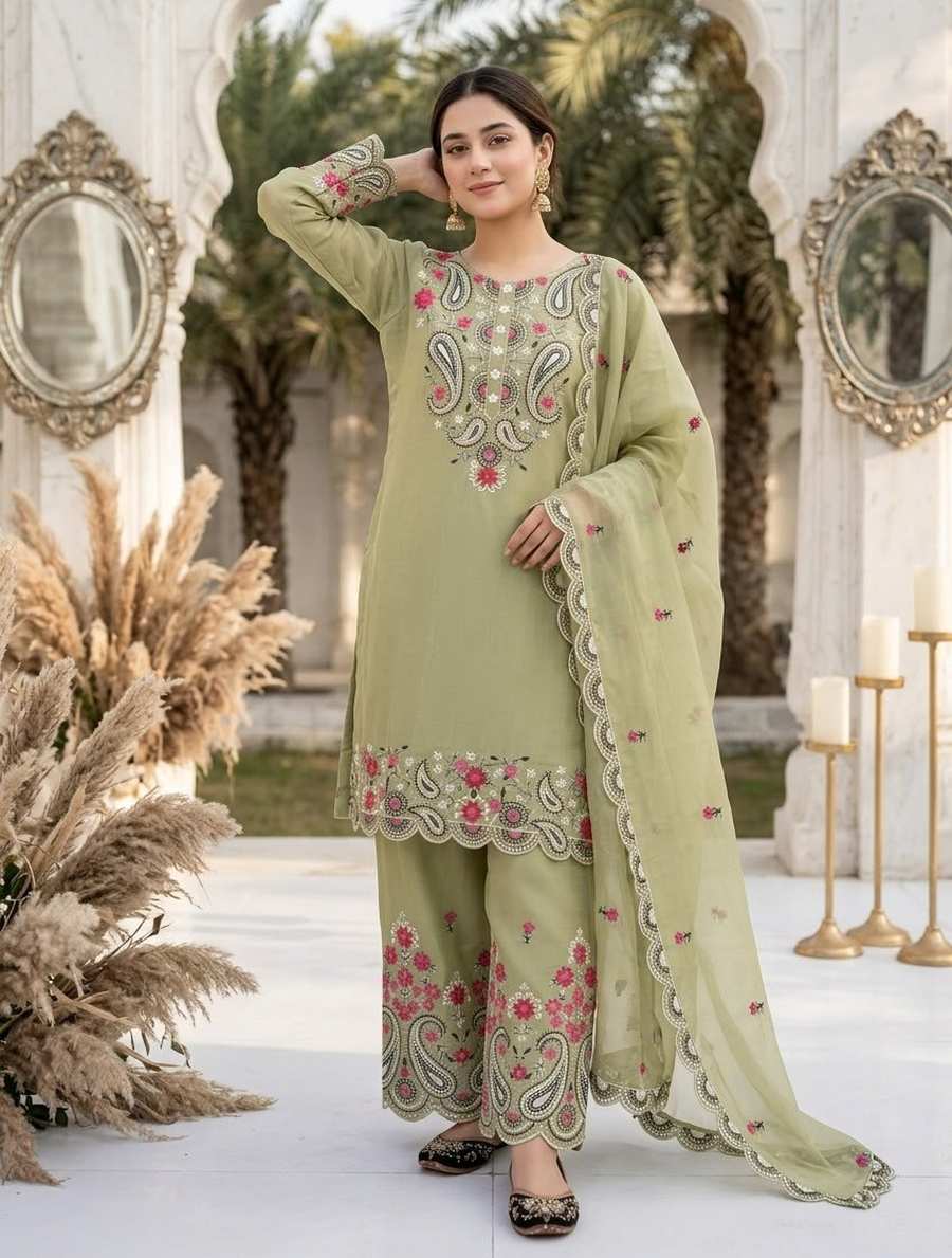 TRENDING ROMAN SILK EMBROIDERY SEQUENCES AND FANCY CUT WORK TOP PALAZZO WITH DUPATTA FESTIVAL WEAR WHOLESALE PRICE ETHNIC GARMENT (29)