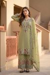 TRENDING ROMAN SILK EMBROIDERY SEQUENCES AND FANCY CUT WORK TOP PALAZZO WITH DUPATTA MINT