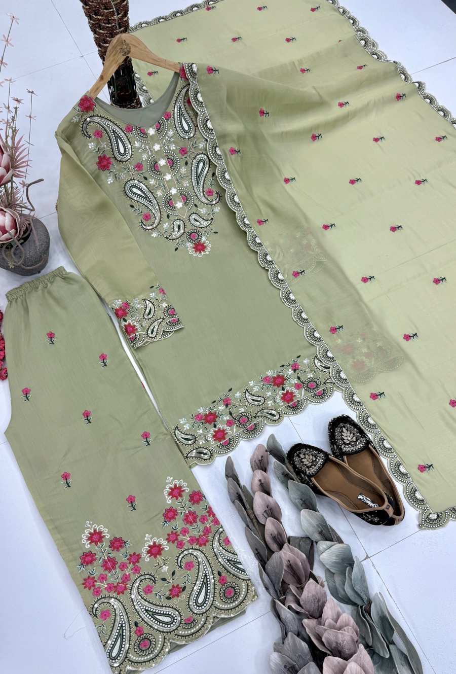 TRENDING ROMAN SILK EMBROIDERY SEQUENCES AND FANCY CUT WORK TOP PALAZZO WITH DUPATTA FESTIVAL WEAR WHOLESALE PRICE ETHNIC GARMENT (34)