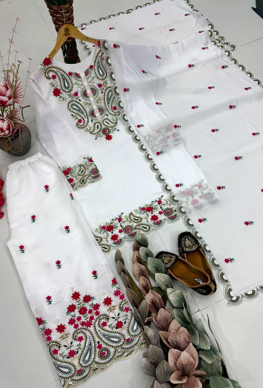 TRENDING ROMAN SILK EMBROIDERY SEQUENCES AND FANCY CUT WORK TOP PALAZZO WITH DUPATTA FESTIVAL WEAR WHOLESALE PRICE ETHNIC GARMENT (39)