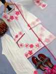 TRENDING SATIN RAYON EMBROIDERY THREAD WORK TOP BOTTOM WITH DUPATTA CASUAL WEAR WHOLESALE PRICE ETHNIC GARMENT (7)