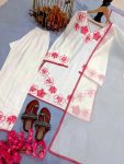 TRENDING SATIN RAYON EMBROIDERY THREAD WORK TOP BOTTOM WITH DUPATTA CASUAL WEAR WHOLESALE PRICE ETHNIC GARMENT (7)