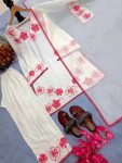 TRENDING SATIN RAYON EMBROIDERY THREAD WORK TOP BOTTOM WITH DUPATTA CASUAL WEAR WHOLESALE PRICE ETHNIC GARMENT (7)
