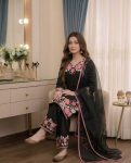 TRENDING SATIN RAYON EMBROIDERY THREAD WORK TOP BOTTOM WITH DUPATTA CASUAL WEAR WHOLESALE PRICE ETHNIC GARMENT (4)