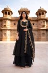 TRENDING VICHITRA SILK EMBROIDERY WORK TOP LEHENGA WITH DUPATTA BLACK