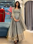 DESIGNER CRUNCHY SILK EMBROIDERY  SEQUENCE WORK  GOWN BOTTOM WITH DUPATTA GREY