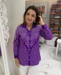 RICH LOOK BURBERRY SILK DIGITAL PRINT WITH MIRROR WORK CO-ORD SET PURPLE