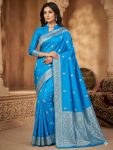 RICH LOOK BANARASI SILK WEAVING WORK SAREE WITH UNSTITCHED BLOUSE RAMA