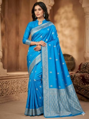 RICH LOOK BANARASI SILK WEAVING WORK SAREE WITH UNSTITCHED BLOUSE RAMA