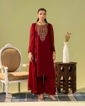 MODERN GEORGETTE SILK EMBROIDERY SEQUENCE & BEADS WORK TOP BOTTOM WITH DUPATTA MAROON