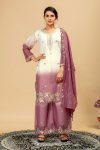 BOLLYWOOD STAR GEORGETTE EMBROIDERY BEADS WORK WITH CUT-WORK TOP PALAZZO WITH DUPATTA LAVENDER
