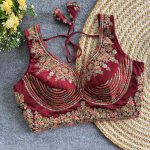 DESIGNER ITALIYAN SILK JARI + SEQUENCE & BEADS WORK STITCHED BLOUSE MAROON