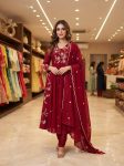 DESIGNER MUL CHANDERI SEQUENCE EMBROIDERY WORK TOP BOTTOM WITH DUPATTA RANI
