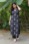 FANCY COTTON BLEND BLOCK PRINT WORK CO-ORD SET BLACK