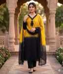 FANCY CREPE SILK EMBROIDERY BEADS WORK TOP BOTTOM WITH DUPATTA YELLOW