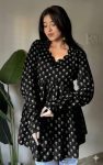 FANCY RAYON PRINT WORK TOP BLACK