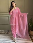 FANCY VYOM CRUNCHY SILK ZARDOSI WITH LACE WORK TOP PATIYALA WITH DUPATTA BABY PINK