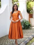 GEORGEOUS RANGOLI SILK MAGGAM WORK GOWN ORANGE
