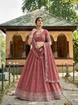 MODERN GEORGETTE EMBROIDERY WORK LEHENGA CHOLI WITH DUPATTA PEACH
