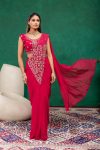 MODERN GEORGETTE EMBROIDERY ZARI & SEMI BEADS WORK READY TO WEAR SAREE WITH STITCHED BLOUSE AND KOTI RANI
