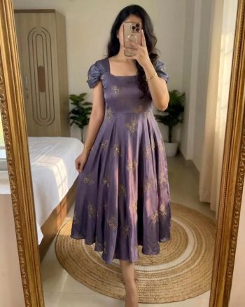 MODERN RANGOLI DESIGNER BUTTERFLY WORK GOWN LAVENDER