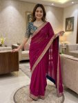 MOST PICKED RANGOLI SILK SEQUENCE  CODING EMBROIDERY WORK  SAREE WITH STITCHED BLOUSE WINE