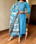 NEW ARRIVAL SLUB COTTON EMBROIDERY WORK TOP BOTTOM WITH DUPATTA RAMA