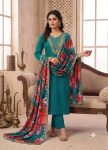 NEW ARRIVAL SLUB COTTON SEQUENCE EMBROIDERY WORK TOP BOTTOM WITH DUPATTA RAMA