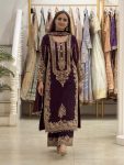 1TRENDING FAUX GEORGETTE EMBROIDERY SEQUENCE WORK TOP PALAZZO WITH DUPATTA FESTIVE WEAR WHOLESALE PRICE ETHNIC GARMENT (40)