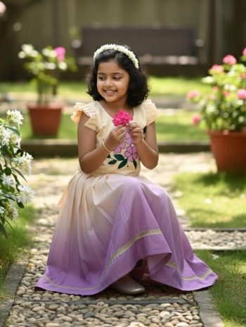 FANCY PULMY SILK 2D PRINT WORK KID'S LEHENGA CHOLI PURPLE