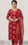 NEW ARRIVAL RAYON COTTON DIGITAL PRINT WORK TOP BOTTOM WITH DUPATTA RED