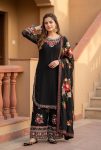TRENDING GEORGETTE EMBROIDERY THREAD WORK TOP PALAZZO WITH DUPATTA BLACK