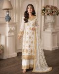 DESIGNER GEORGETTE EMBROIDERY SEQUENCE WORK TOP PALAZZO WITH DUPATTA WHITE