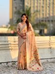 FABULOUS ORGANZA MEENAKARI ZARI WOVEN WORK SAREE WITH UNSTITCHED BLOUSE PINK