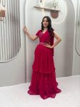 MODERN GEORGETTE HAND MIROR WORK & THREAD WORK LEHENGA CHOLI WITH ATTACHED DUPATTA RANI