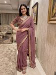 MOST PICKED RANGOLI SILK SEQUENCE  CODING EMBROIDERY WORK  SAREE WITH STITCHED BLOUSE PEACH