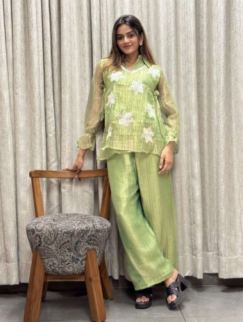 MOST PICKED SALSA EMBROIDERY TWINS SEQUENCE AND THREAD WORK CO-ORD SET PISTA